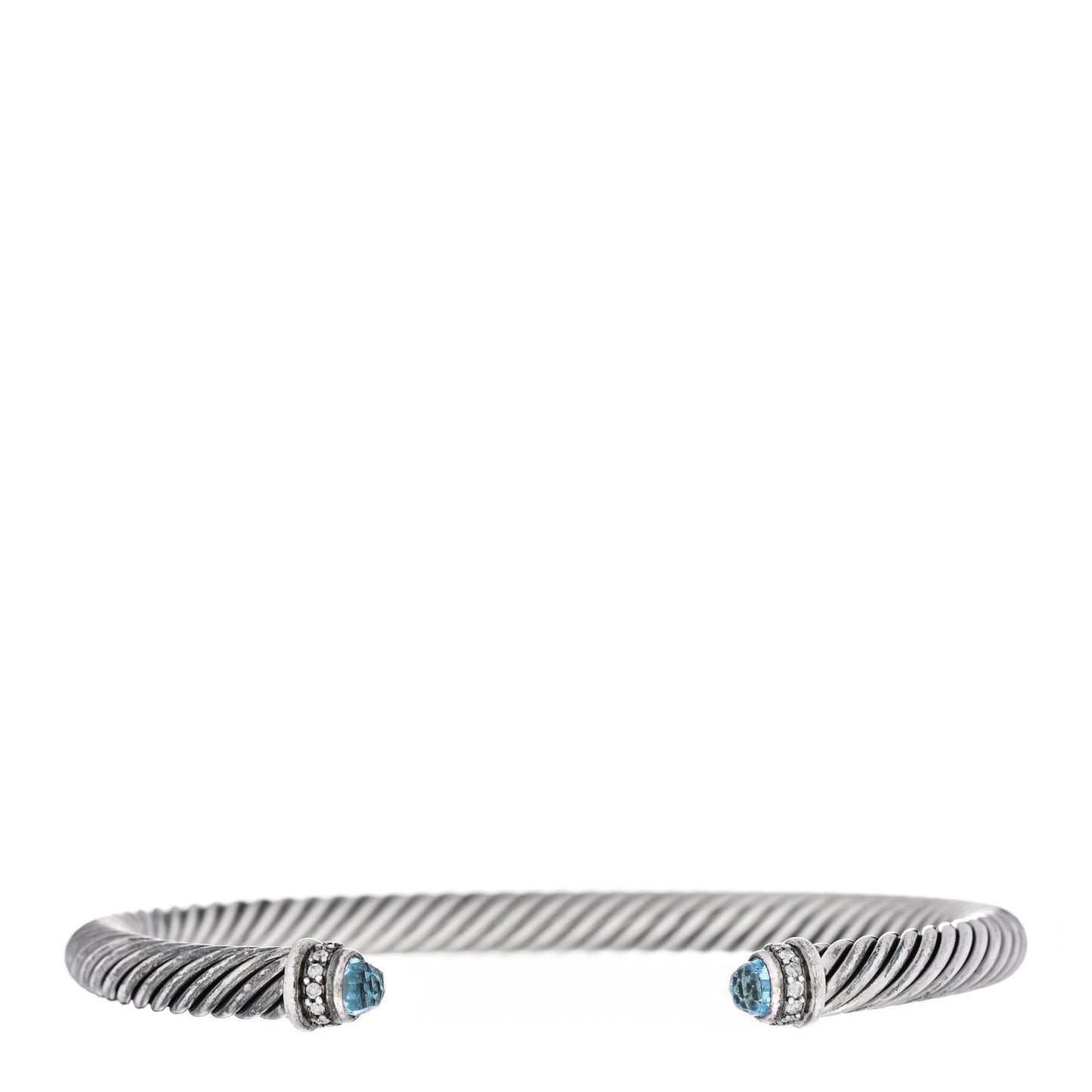 Sterling Silver Diamond Blue Topaz 5mm Cable Classics Bracelet
