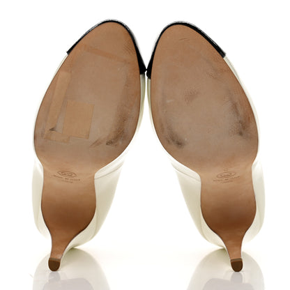 Chanel Patent Cap Toe CC Pumps 38.5 White Black 5 of 8