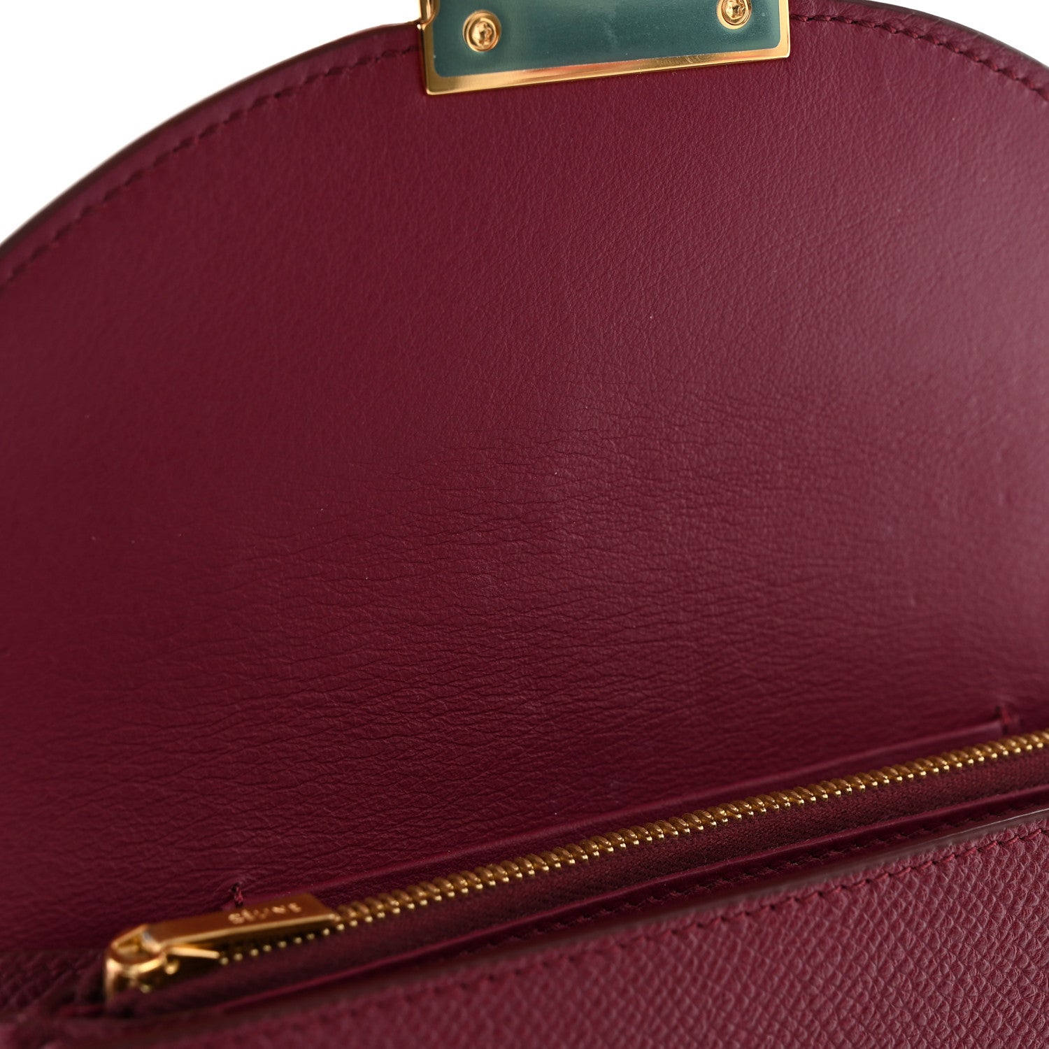 Celine Grained Calfskin Medium Trotteur Multifunction Flap Wallet Plum 13 of 15