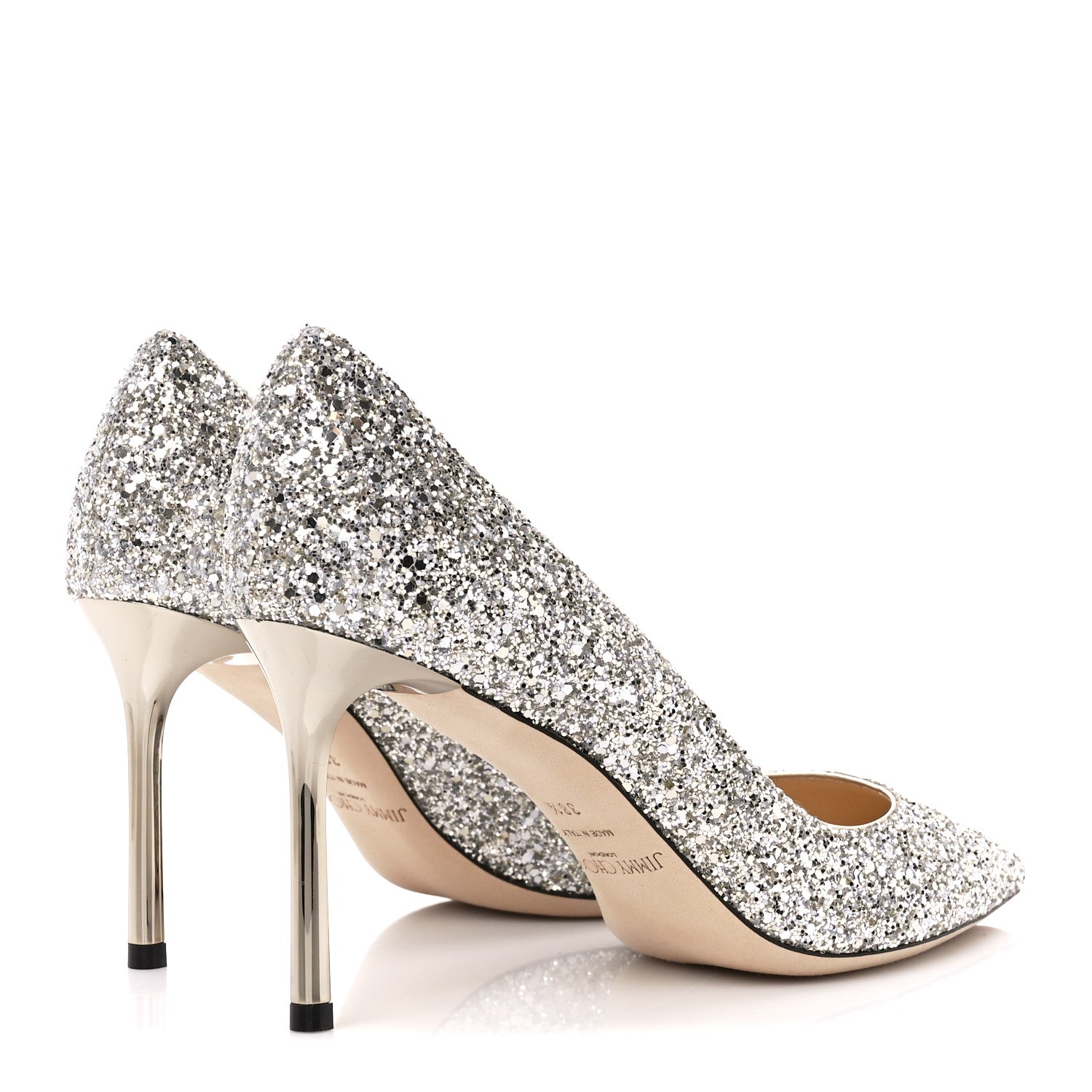Jimmy Choo Glitter Pointy Toe Romy 85 Pumps 38.5 Champagne 4 of 7