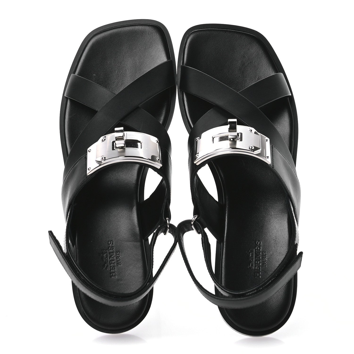 Hermes Calfskin Womens Ines Sandals 39 Black 2 of 9