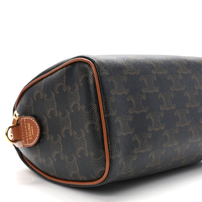 Celine Triomphe Canvas Calfskin Small Boston Bag Tan 8 of 13