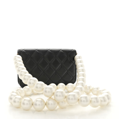 Chanel Calfskin Quilted Maxi Pearls Clutch With Chain Black 3 of 12