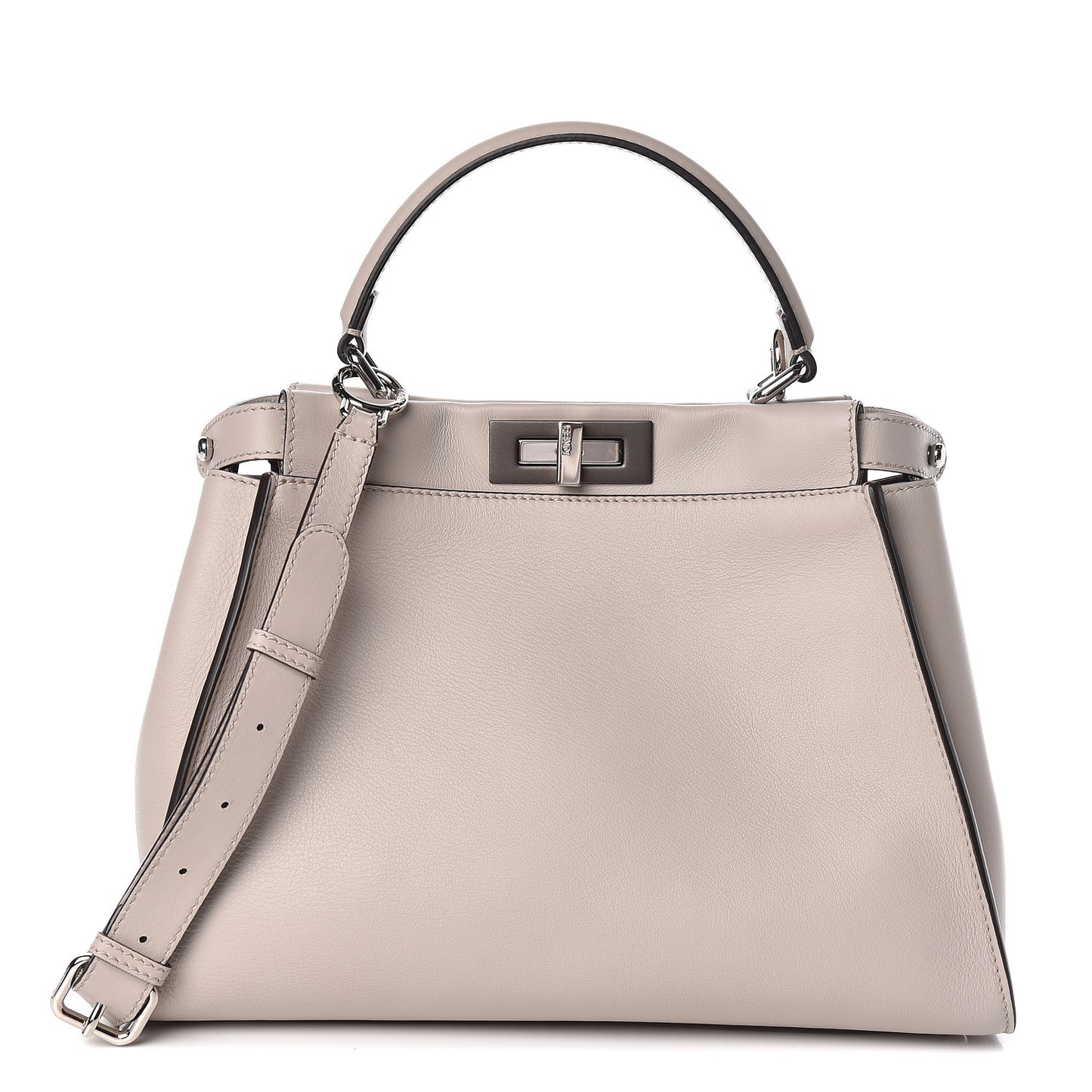 Vitello Seta Shiny Nappa Medium Peekaboo Iconic Satchel Grigio Polvere Bordeaux