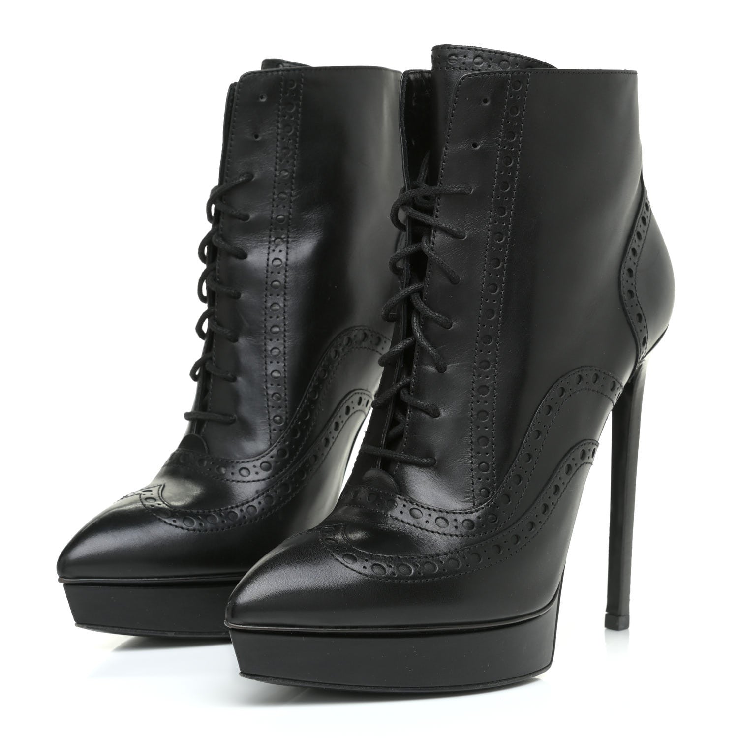 Saint Laurent Nappa Tribtoo 105 Lace Up Booties 39 Black 3 of 18