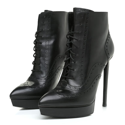 Saint Laurent Nappa Tribtoo 105 Lace Up Booties 39 Black 3 of 18