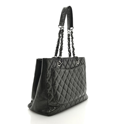 Chanel Metallic Caviar Quilted Grand Shopping Tote GST Dark Silver 3 of 10