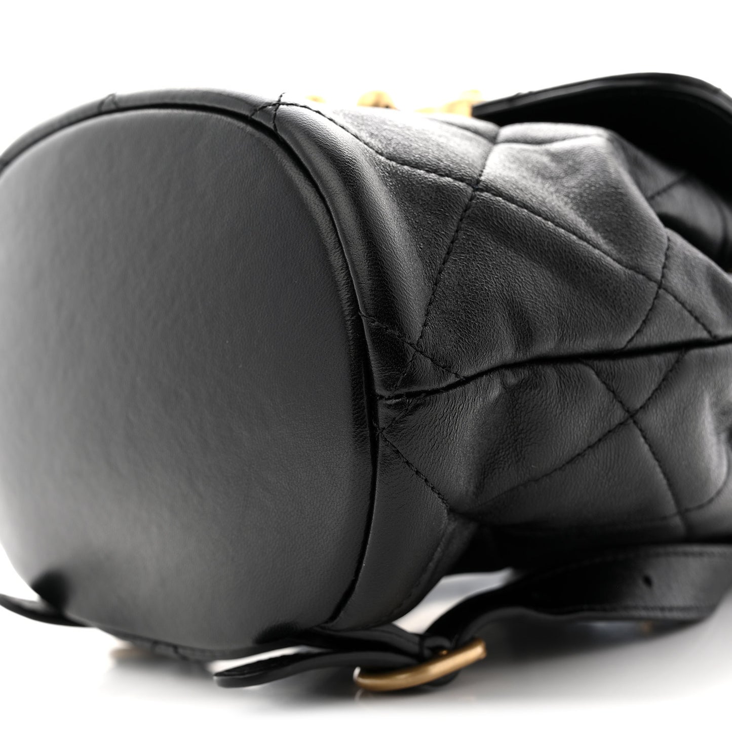Lambskin Quilted Logo Mini Backpack Black