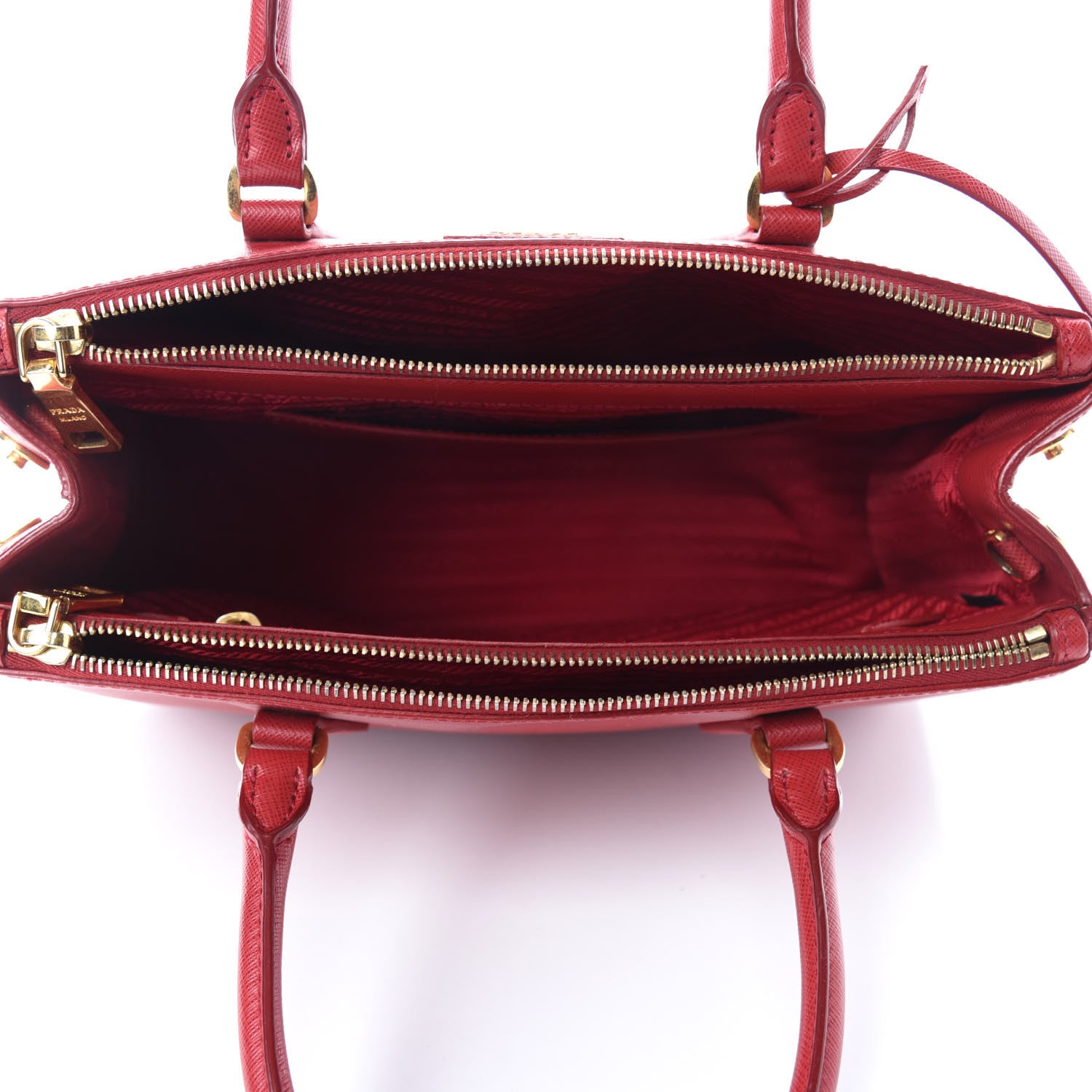 Prada Saffiano Small Galleria Double Zip Tote Fuoco 5 of 12