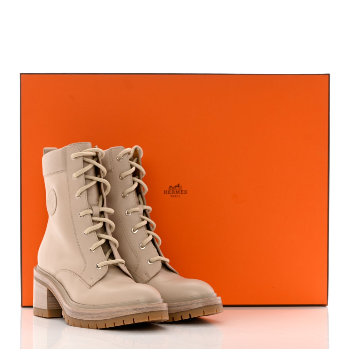 Calfskin Bridge Ankle Boots 37 Beige Grege
