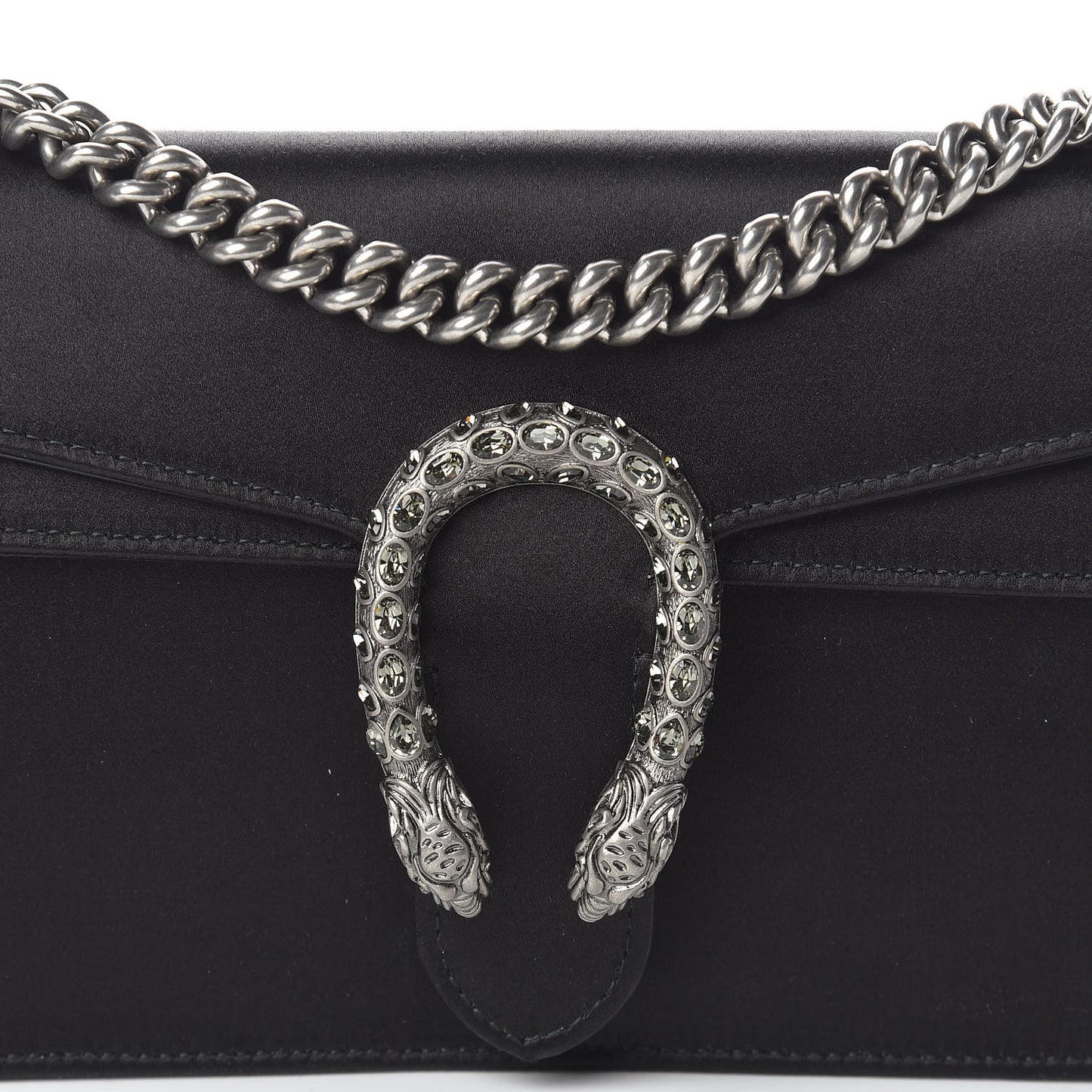 Satin Silk Crystal Small Dionysus Shoulder Bag Black Black Diamond