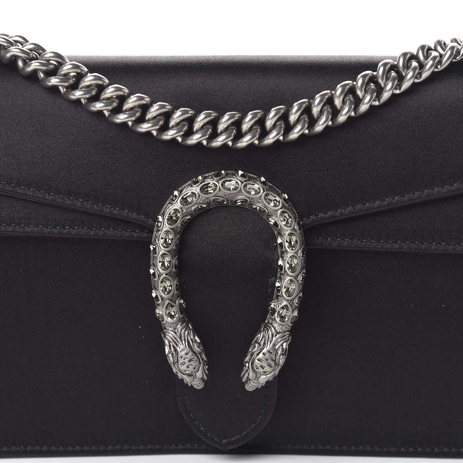 Gucci Satin Silk Crystal Small Dionysus Shoulder Bag Black Black Diamond 8 of 10