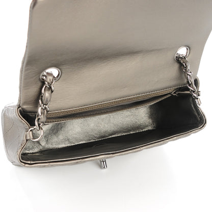 Chanel Metallic Lambskin Quilted Mini Rectangular Flap Pewter 8 of 8