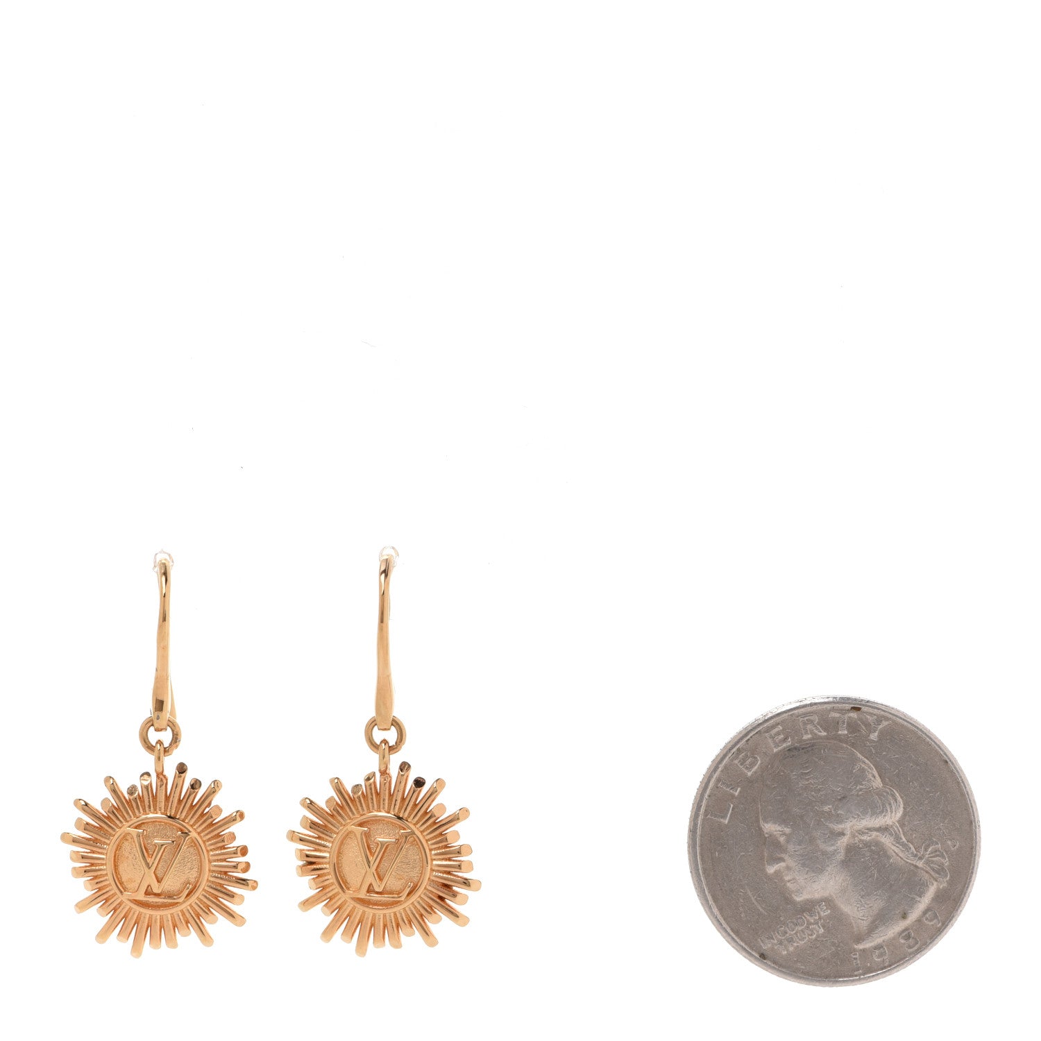 Louis Vuitton Brass Vendome Drop Earrings Gold 2 of 5