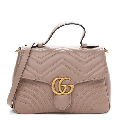 Gucci Calfskin Matelasse Small GG Marmont Top Handle Shoulder Bag Porcelain Rose 1 of 9