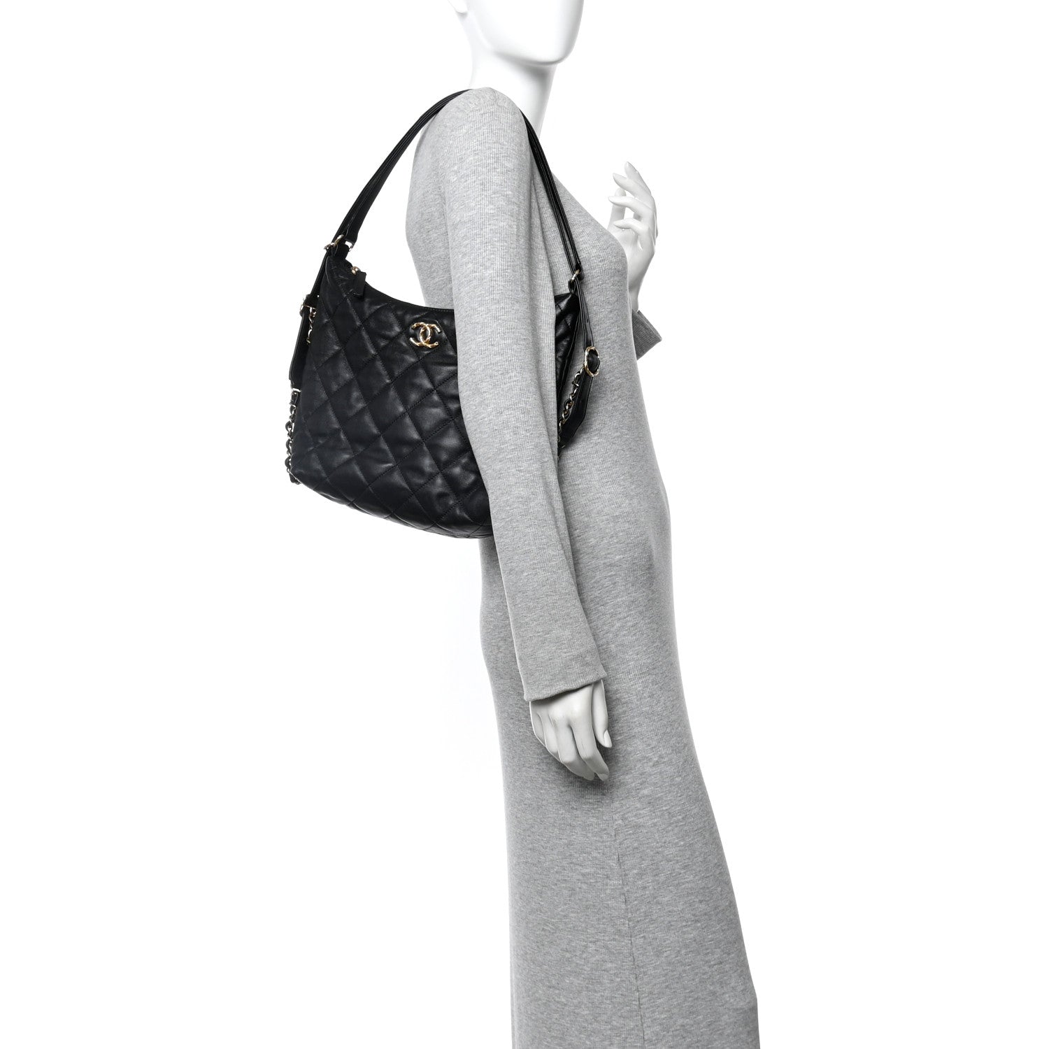 Chanel Lambskin Quilted Maxi Hobo Black 3 of 11