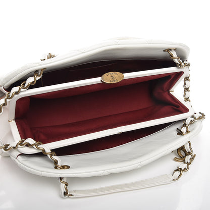 Chanel Aged Calfskin Quilted Medium Just Mademoiselle Bowling Bag White 5 of 11