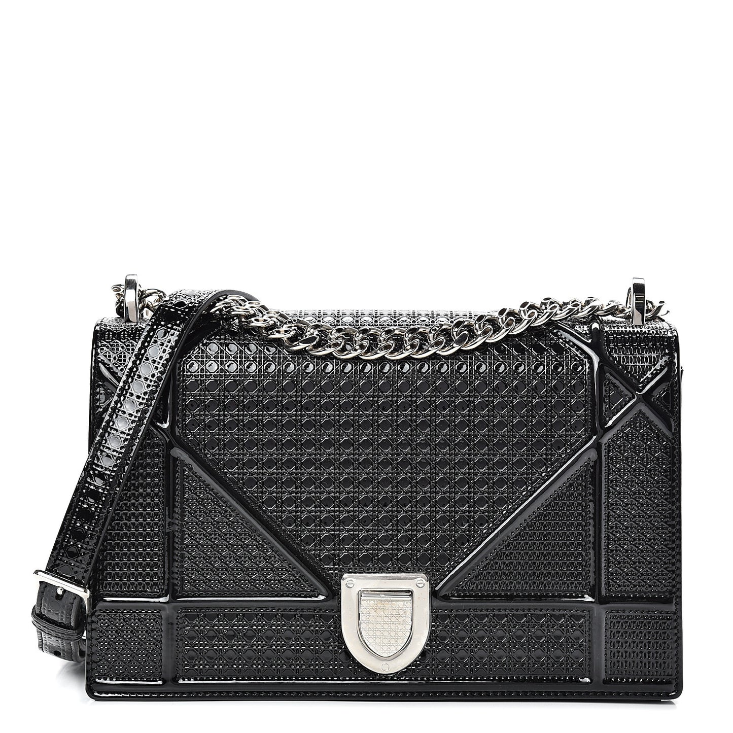 Patent Micro-Cannage Medium Diorama Flap Bag Black