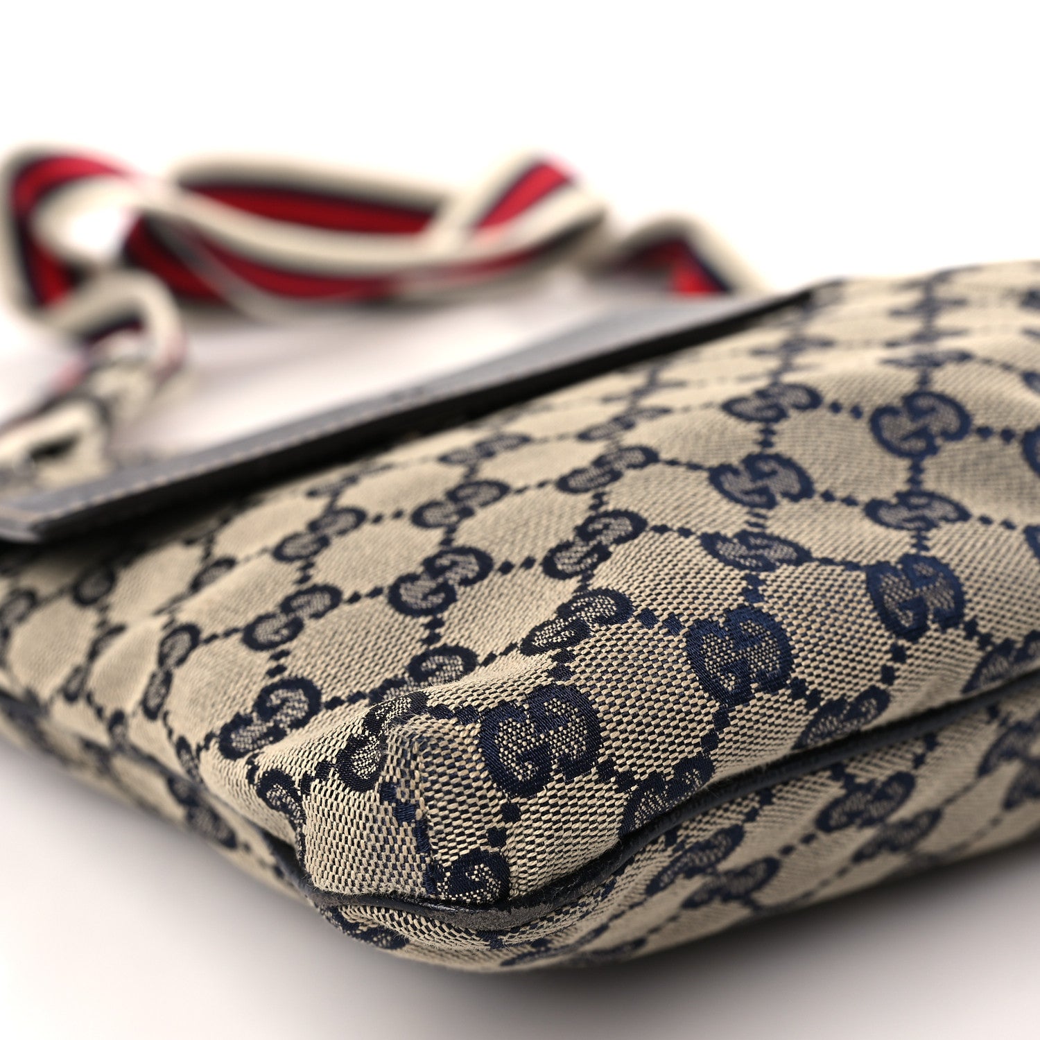 Gucci Monogram Web Medium Double Pocket Messenger Blue 8 of 9