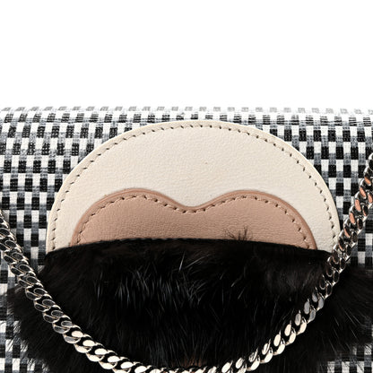 Fendi Vitello Elite Mink Fur Studded Karlito Tube Wallet On Chain Black White 7 of 9