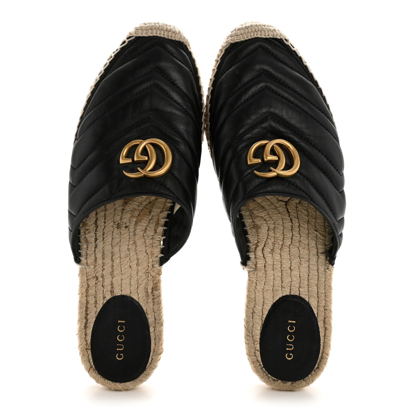 Nappa Matelasse GG Marmont Espadrille Slippers 41 Black