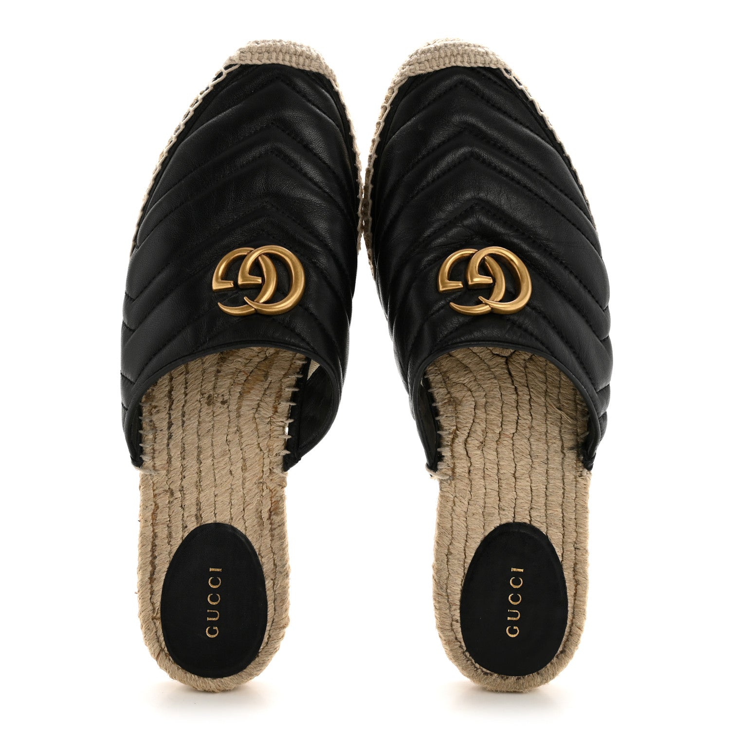 Gucci Nappa Matelasse GG Marmont Espadrille Slippers 41 Black 2 of 12