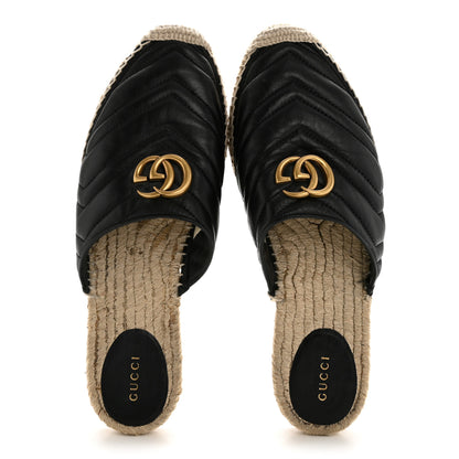 Gucci Nappa Matelasse GG Marmont Espadrille Slippers 41 Black 2 of 12