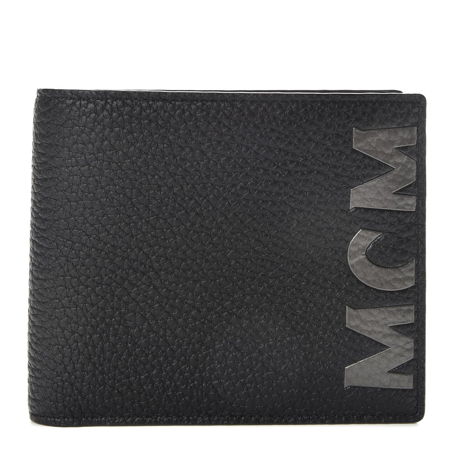 Grained Calfskin Logo Bi-Fold Wallet Black