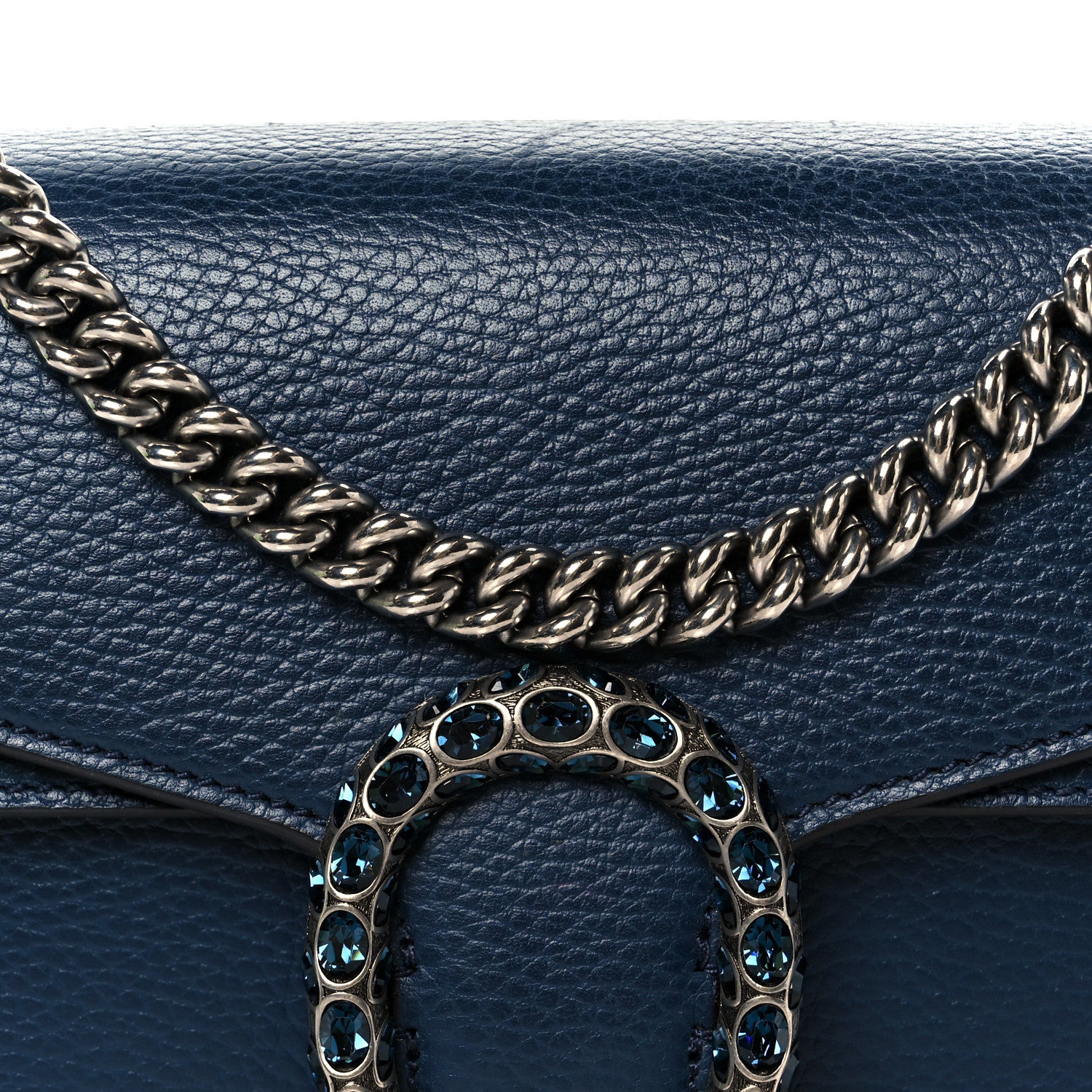 Gucci Dollar Calfskin Crystal Small Dionysus Shoulder Bag Blue Agata Montana Sapphire 10 of 12