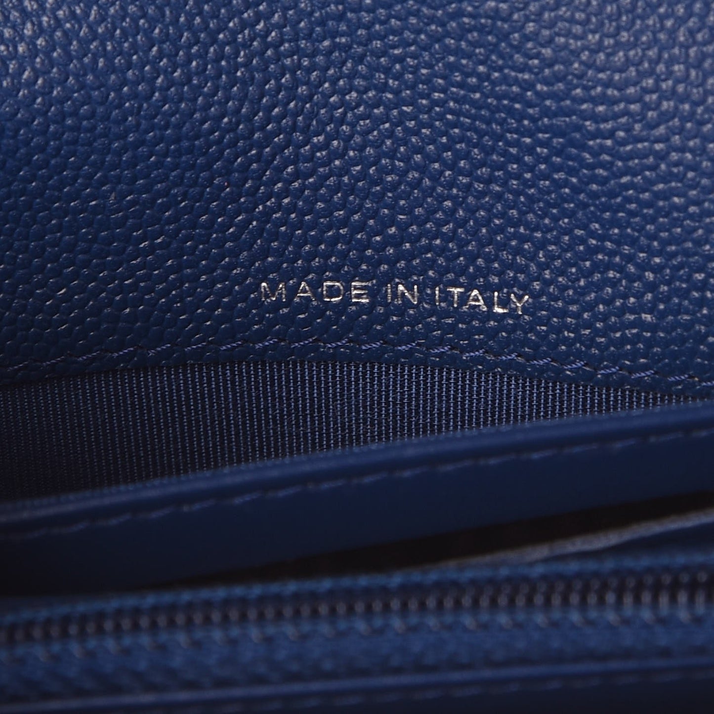 Caviar Chevron Quilted Medium Flap Wallet Blue