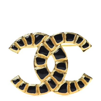 Chanel Gripoix Poured Glass Along The Nile CC Brooch Black Gold 1 of 4