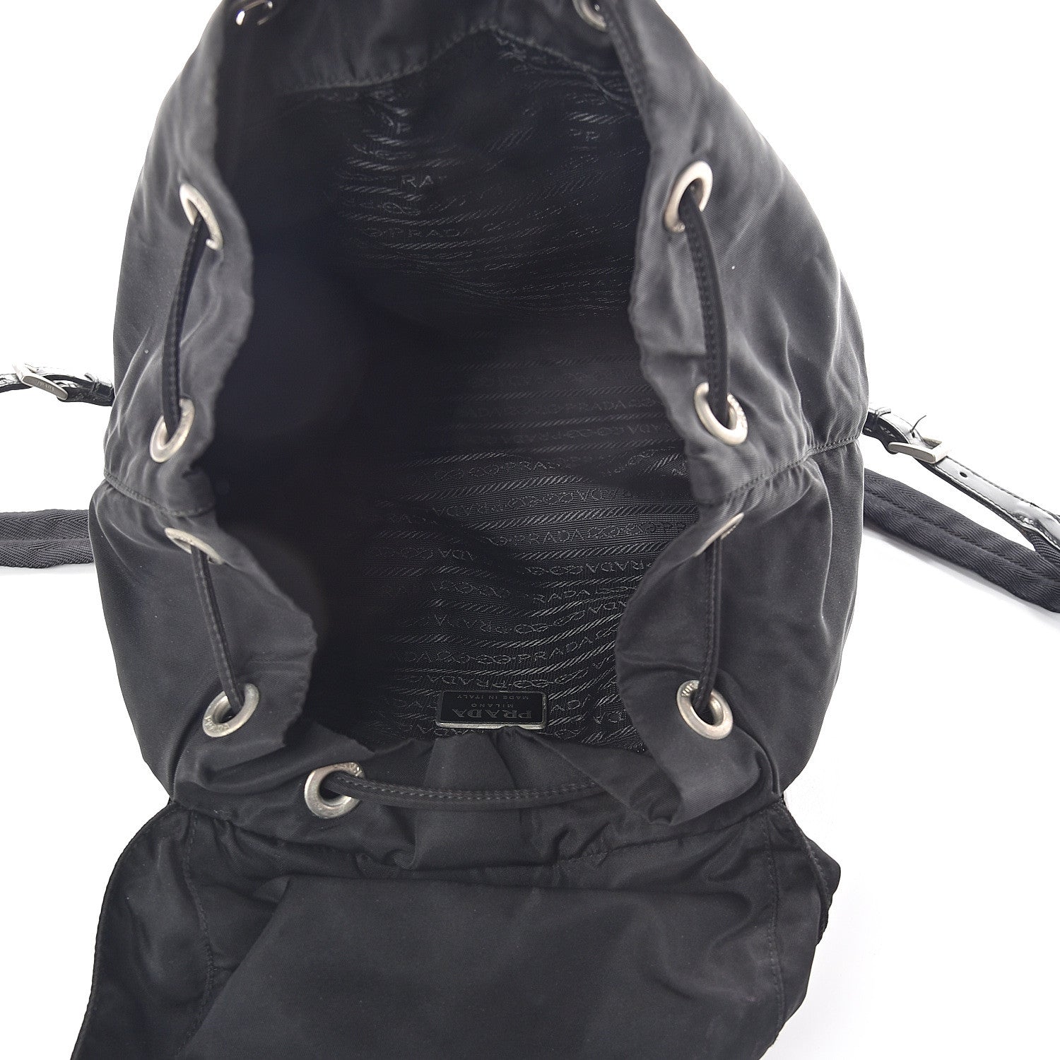 Prada Nylon Vela Medium Cinch Backpack Black 4 of 11