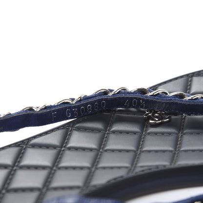 Chanel Suede Calfskin Quilted Chain Thong Sandals 40.5 Navy Blue 7 of 7