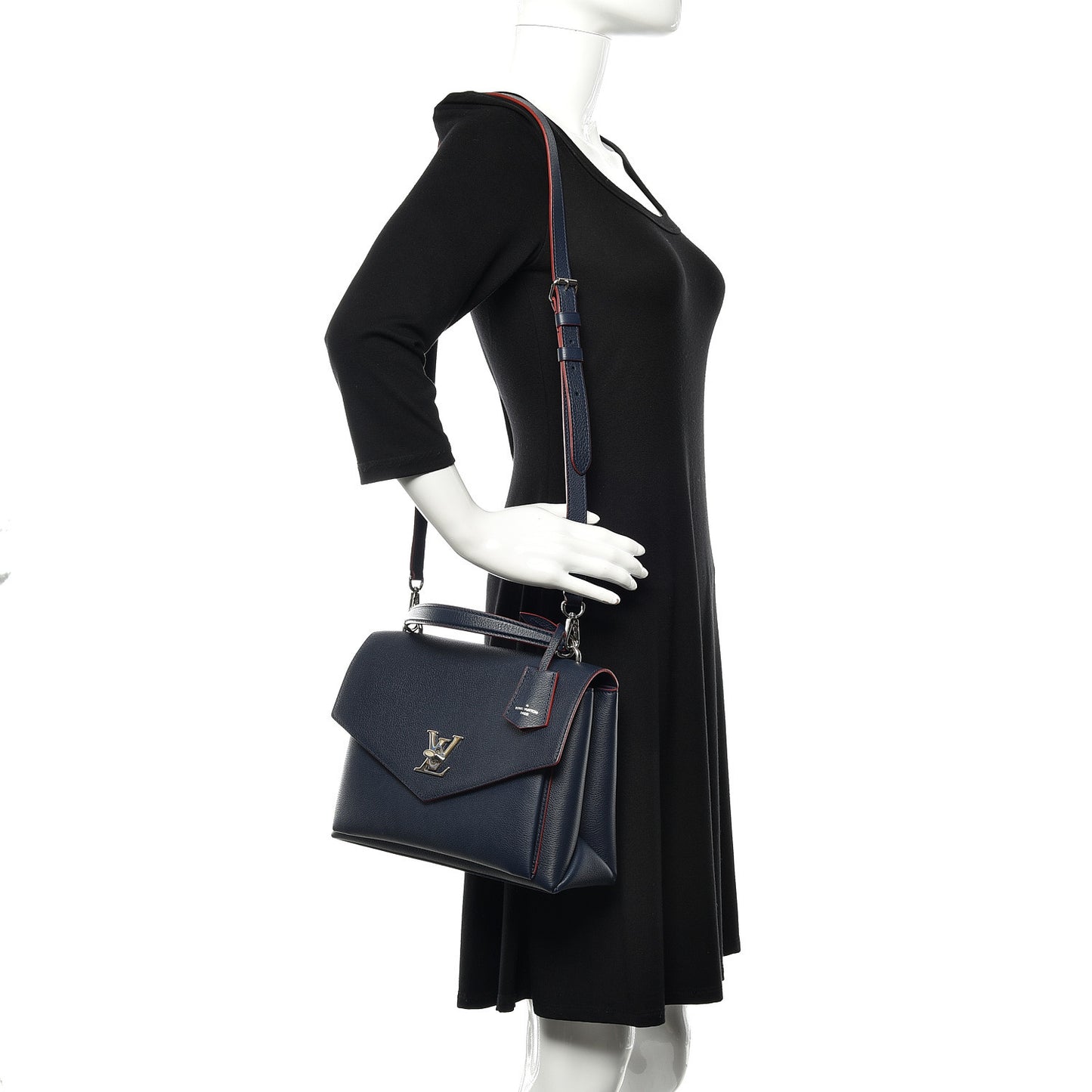 Soft Calfskin My Lockme Top Handle Marine Rouge