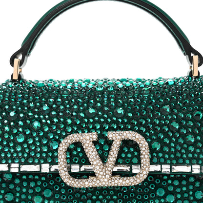 Valentino Garavani Crystal Embroidered Mini Vsling Top Handle Bag Emerald Jungle 8 of 9