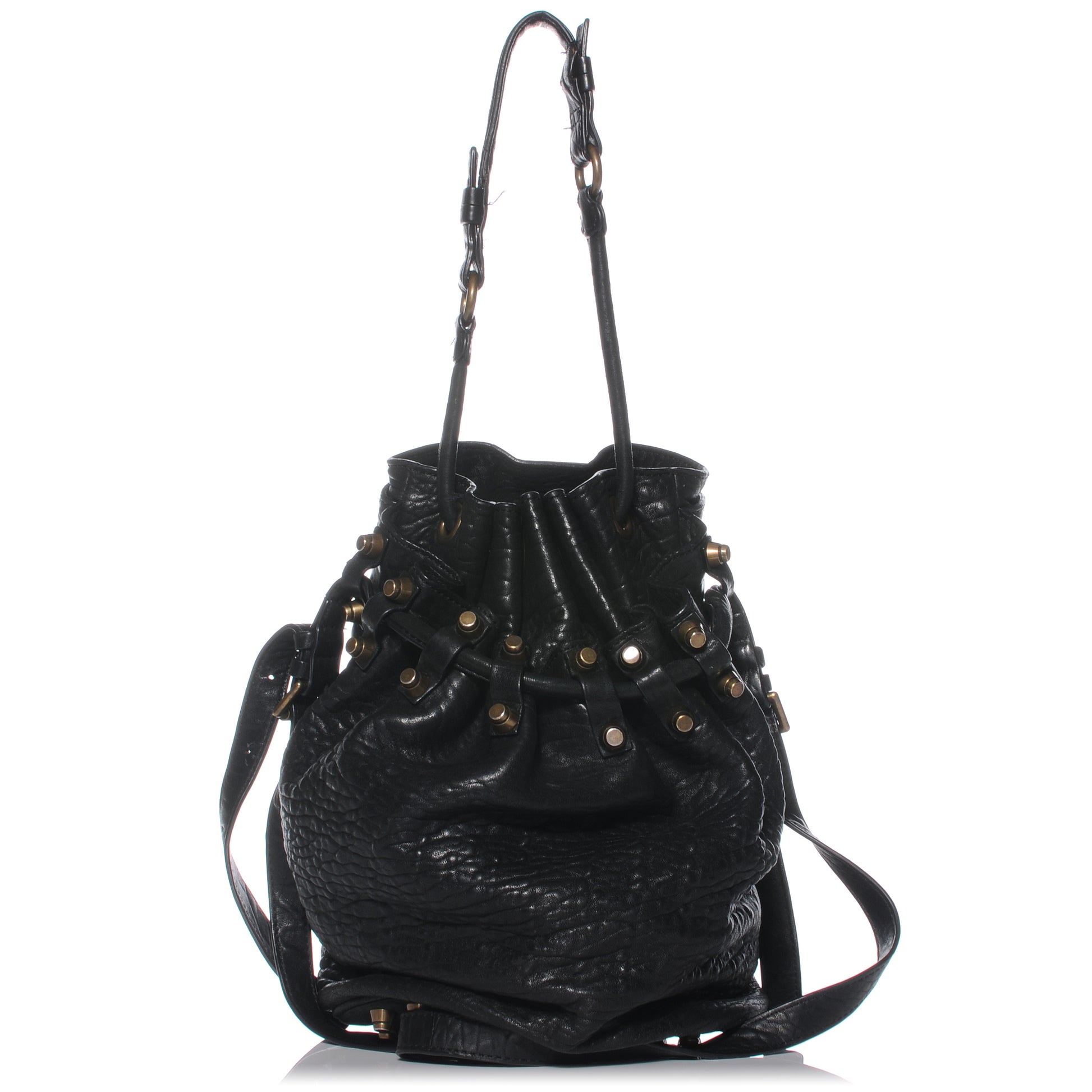 Alexander Wang Leather Diego Bucket Bag w Antique Brass Hardware Black 1 of 6