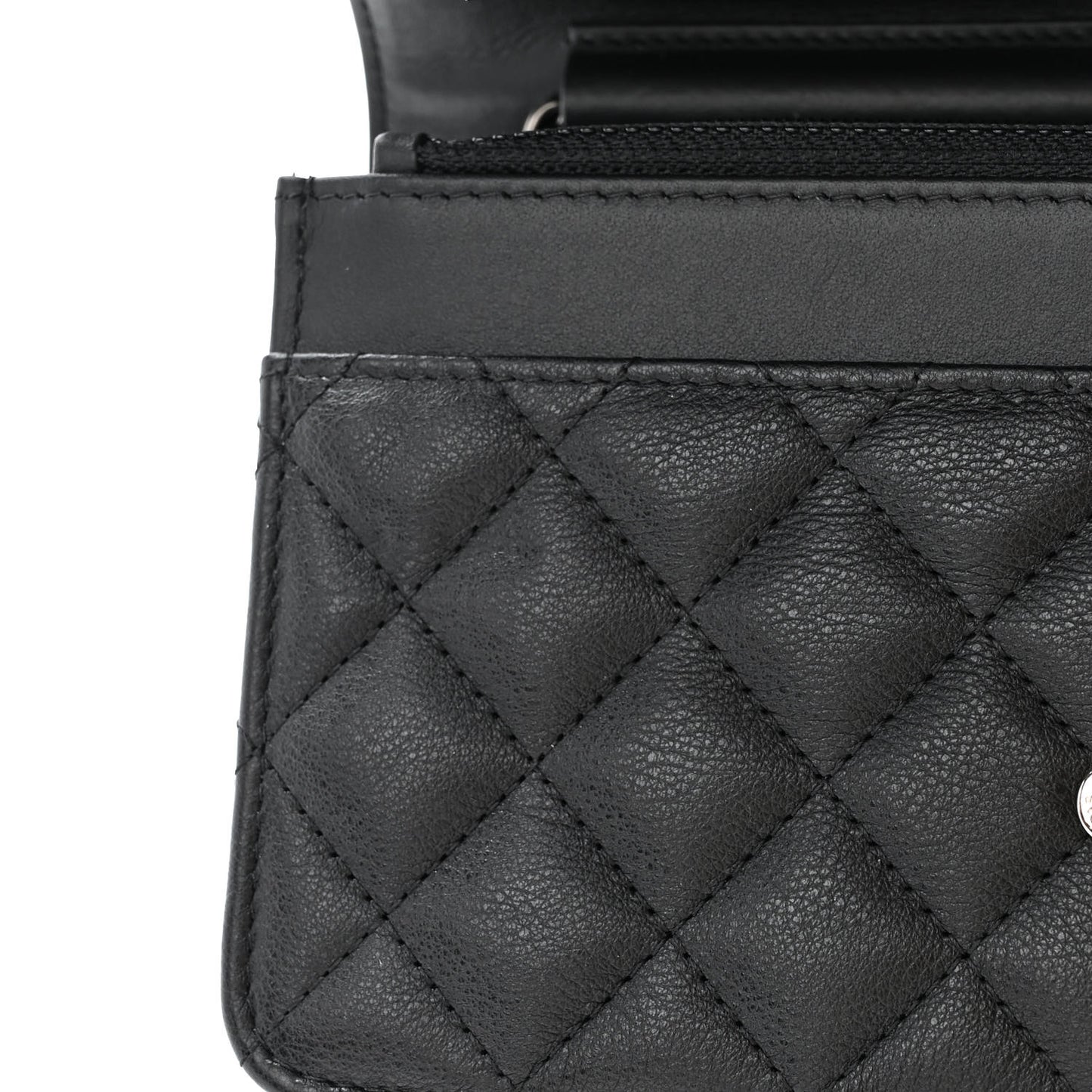 Grained Calfskin Quilted Boy Wallet On Chain WOC Black
