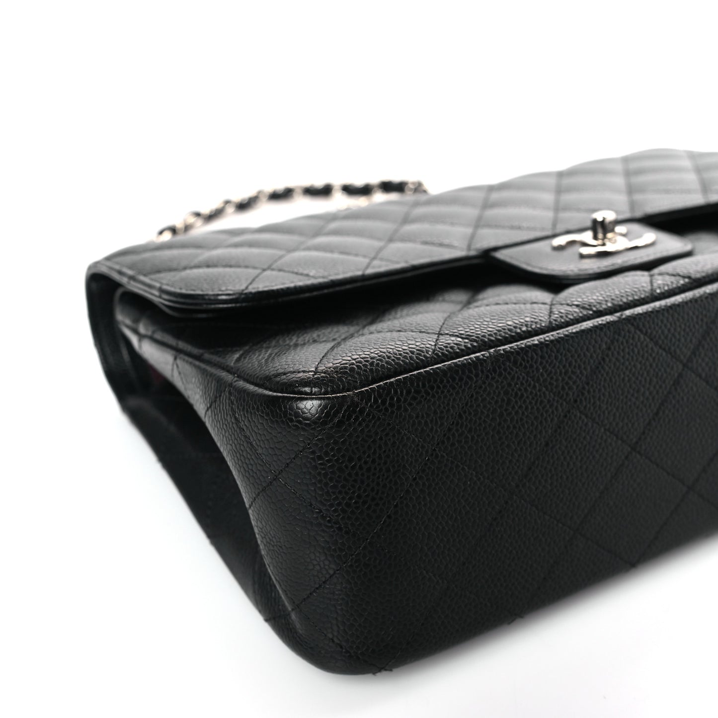 Caviar Quilted Jumbo Double Flap Black