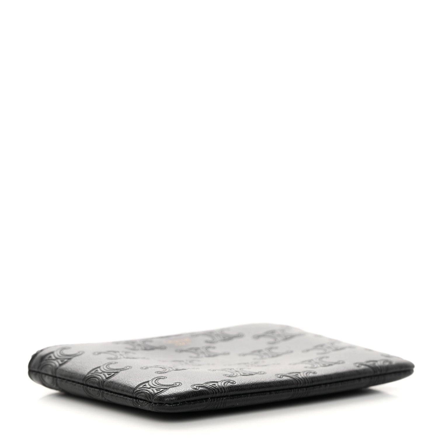 Celine Smooth Calfskin Triomphe Embossed Coin and Card Pouch Black 4 of 8