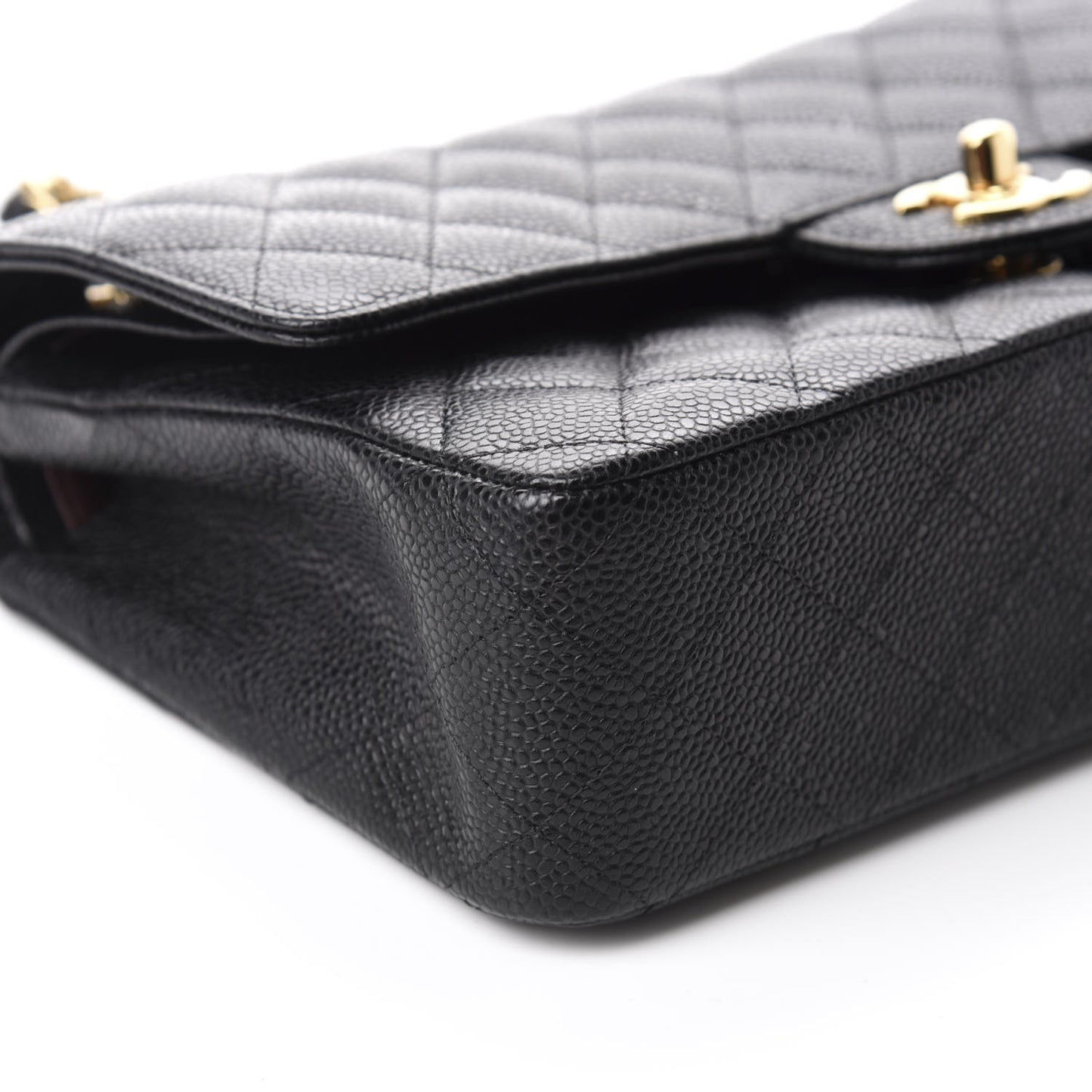 Caviar Quilted Medium Double Flap Black