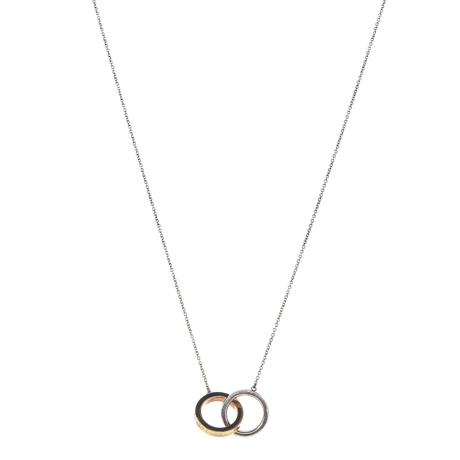 Tiffany Sterling Silver 18K Yellow Gold 1837 Interlocking Circles Pendant Necklace 1 of 8