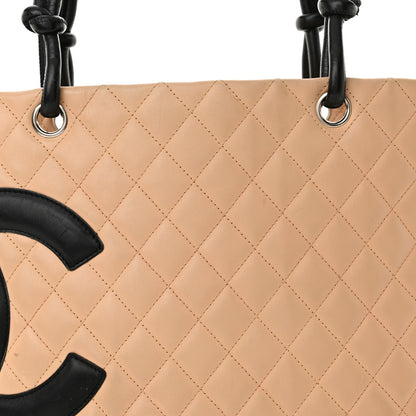 Chanel Calfskin Quilted Large Cambon Tote Beige Black 8 of 18