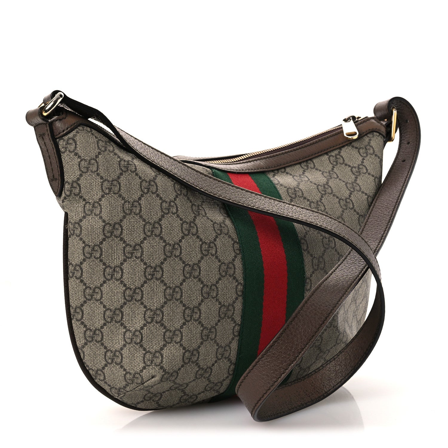 Gucci GG Supreme Monogram Web Small Ophidia Half Moon Hobo Brown 3 of 17
