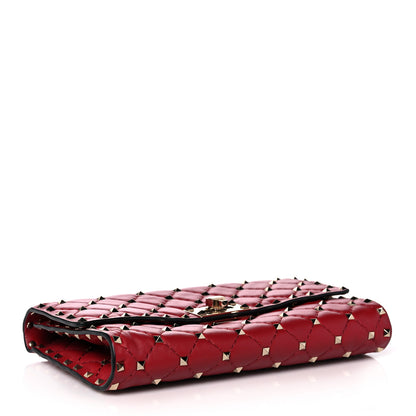 Valentino Garavani Nappa Rockstud Spike Wallet on Chain Rubino 4 of 12