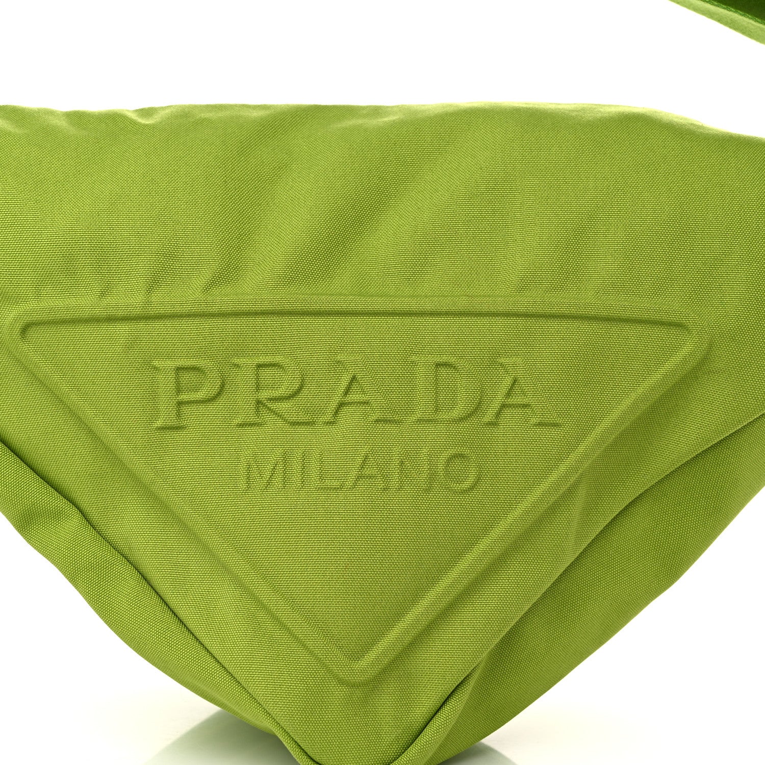 Prada Canapa Logo Embossed Large Triangle Shoulder Bag Felce