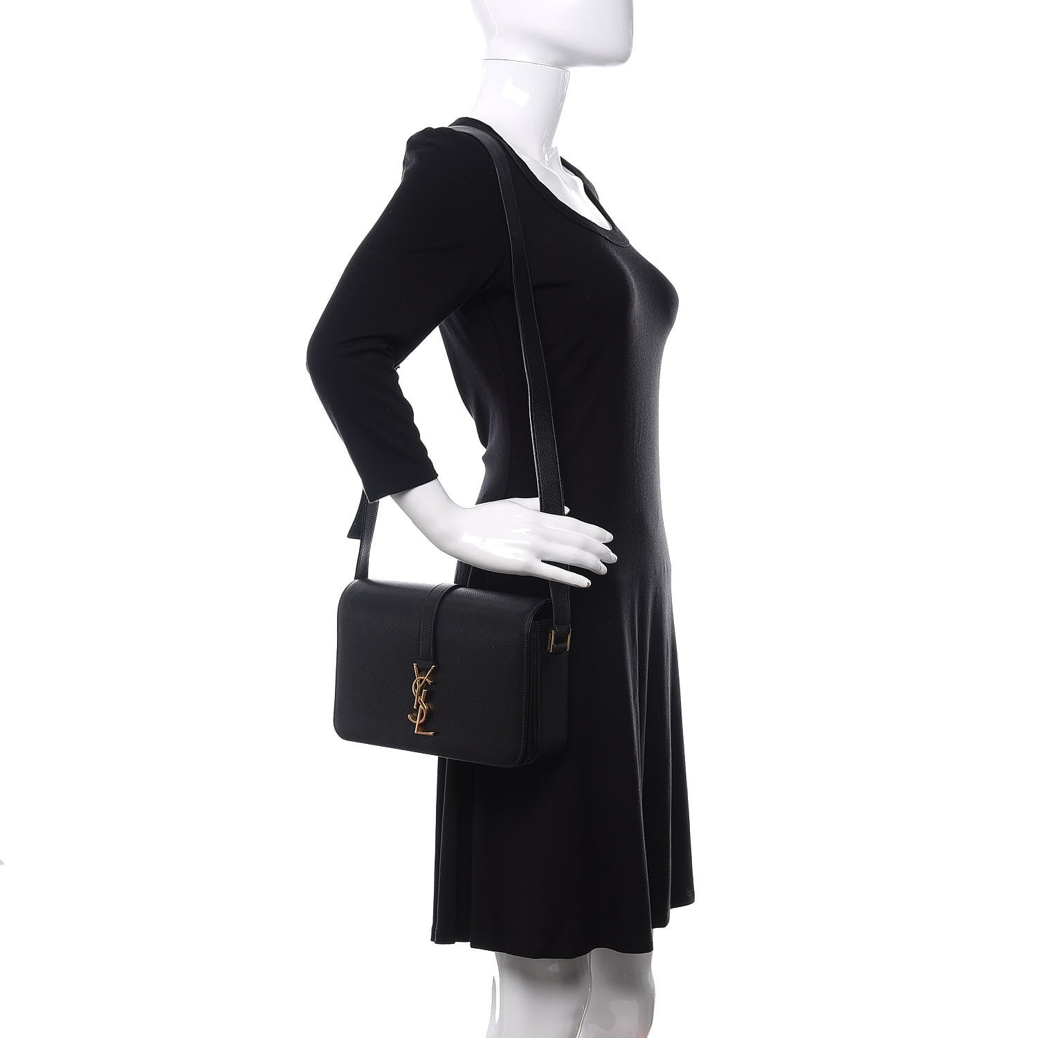 Saint Laurent Textured Calfskin Medium Classic Monogram Universite Bag Black 2 of 11