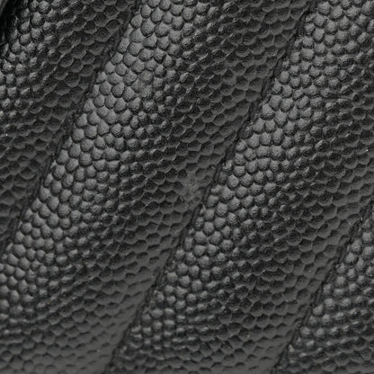 Saint Laurent Grain De Poudre Matelasse Chevron Monogram Chain Wallet Black 12 of 13