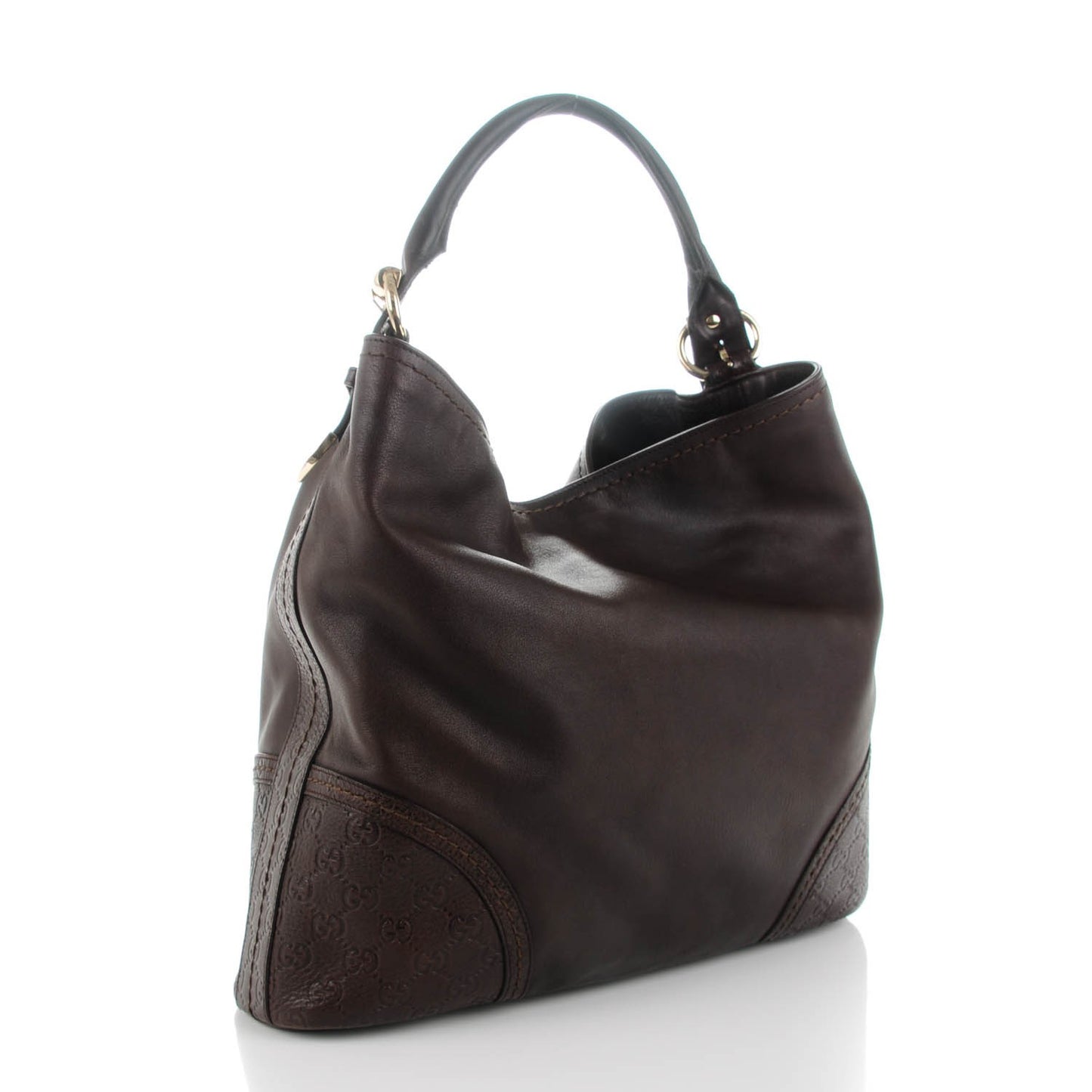 Calfskin Guccissima Trim Large Signoria Hobo Dark Brown