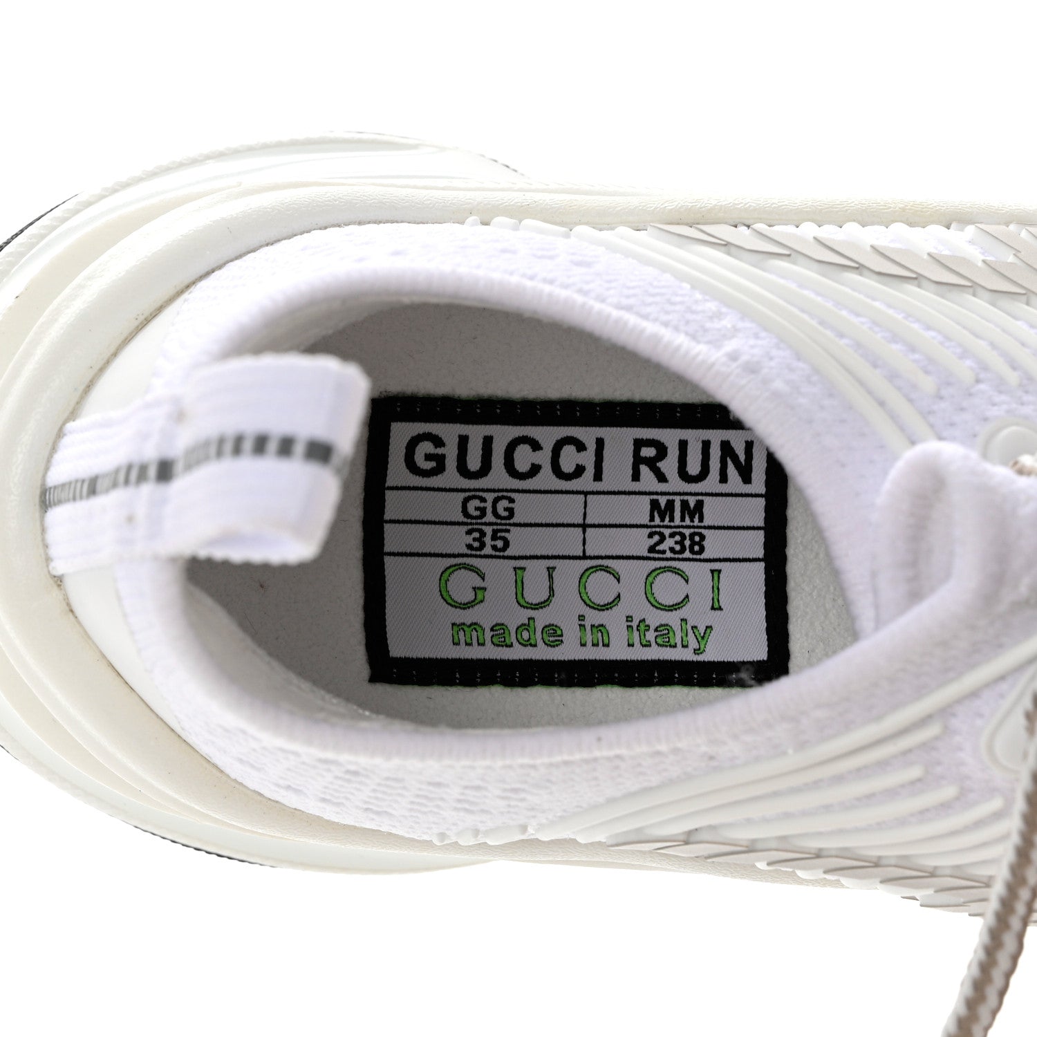 Gucci Technical Knit Fabric Waves Womens Gucci Run Sneakers 35 Great White Thunder 7 of 7