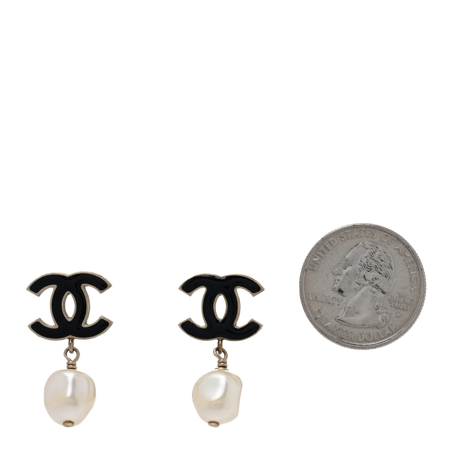 Chanel Enamel Pearl Pearl CC Drop Earrings Black 2 of 4